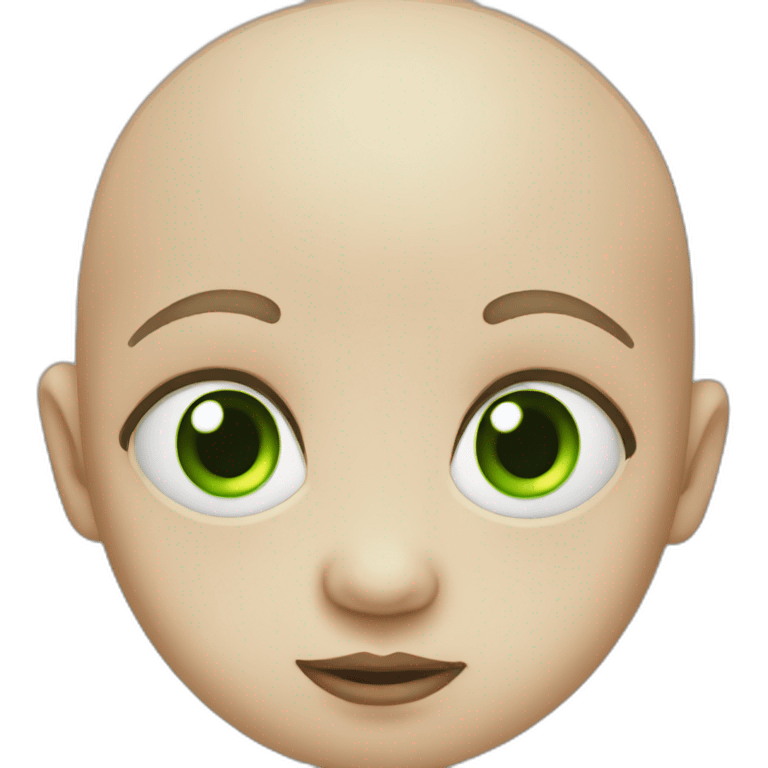 Bald Baby emoji with grey skin and green eyeballs emoji