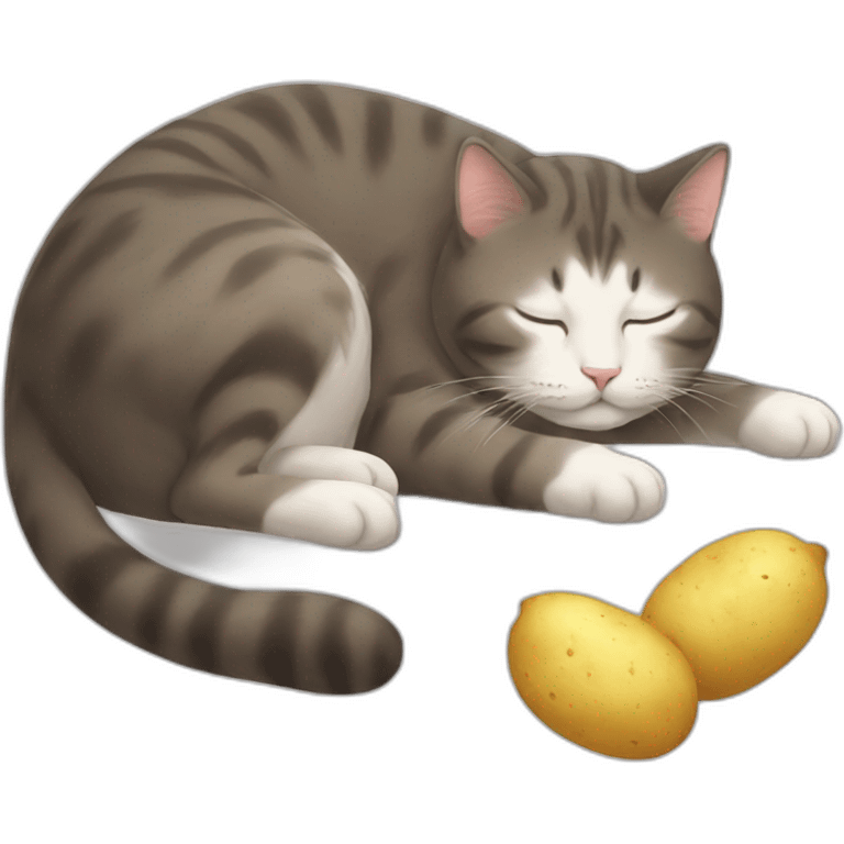 sleeping cat with potato emoji