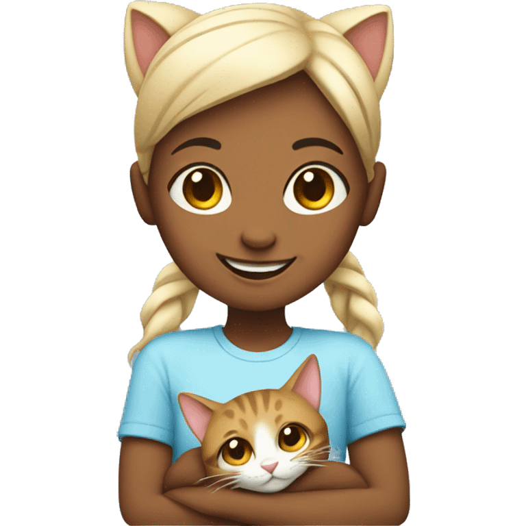 girl smiling with cat emoji