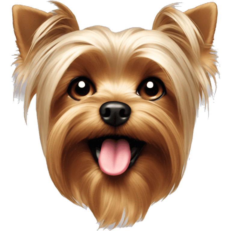 Yorkie with tongue sticking out a little emoji