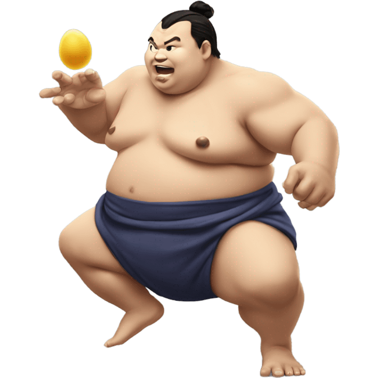 sumo wrestler juggling six eggs emoji