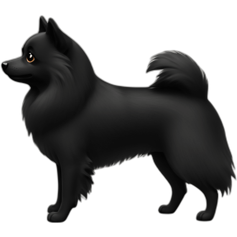 Little black spitz with bone emoji