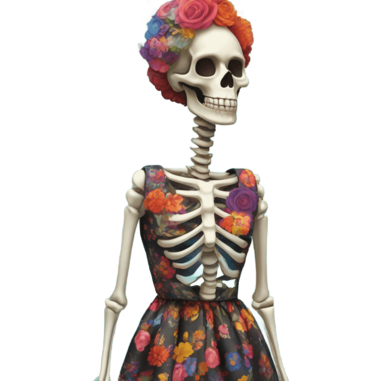 Skeleton wearing a dress to impress colorful flower dress  emoji