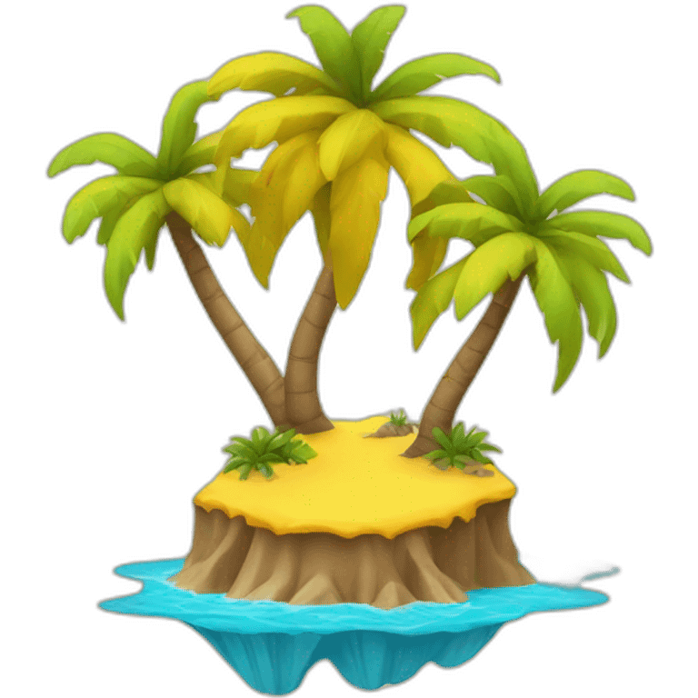 desert island surrounded with yellow water emoji