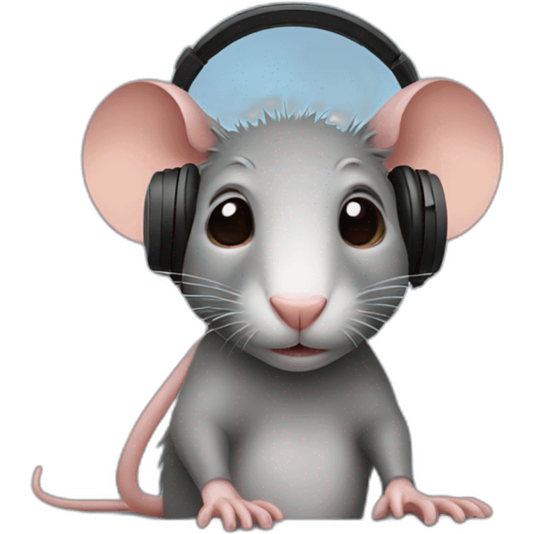 Rat wearing headphones emoji