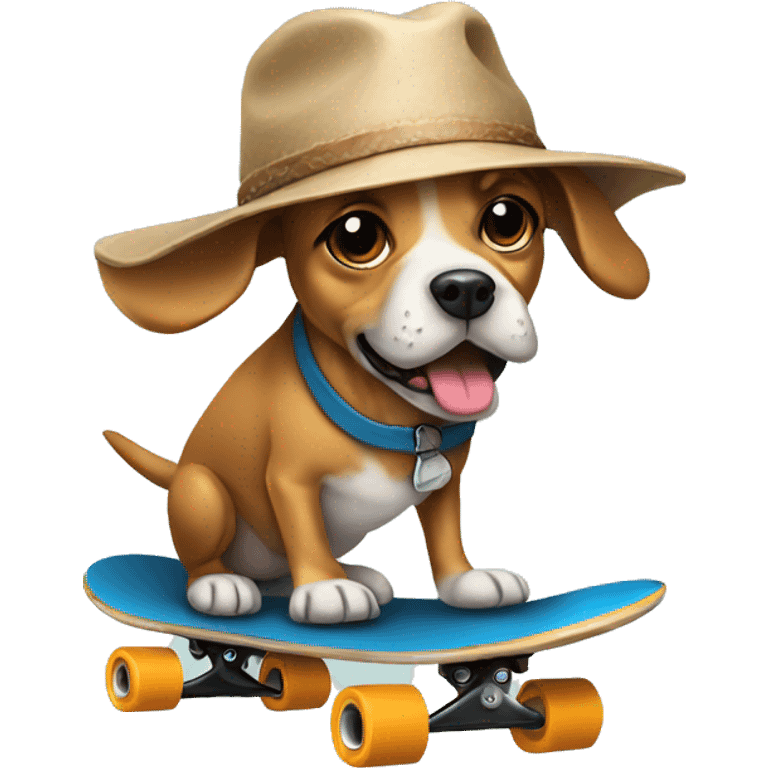 Dog wearing a hat and on a skateboard  emoji