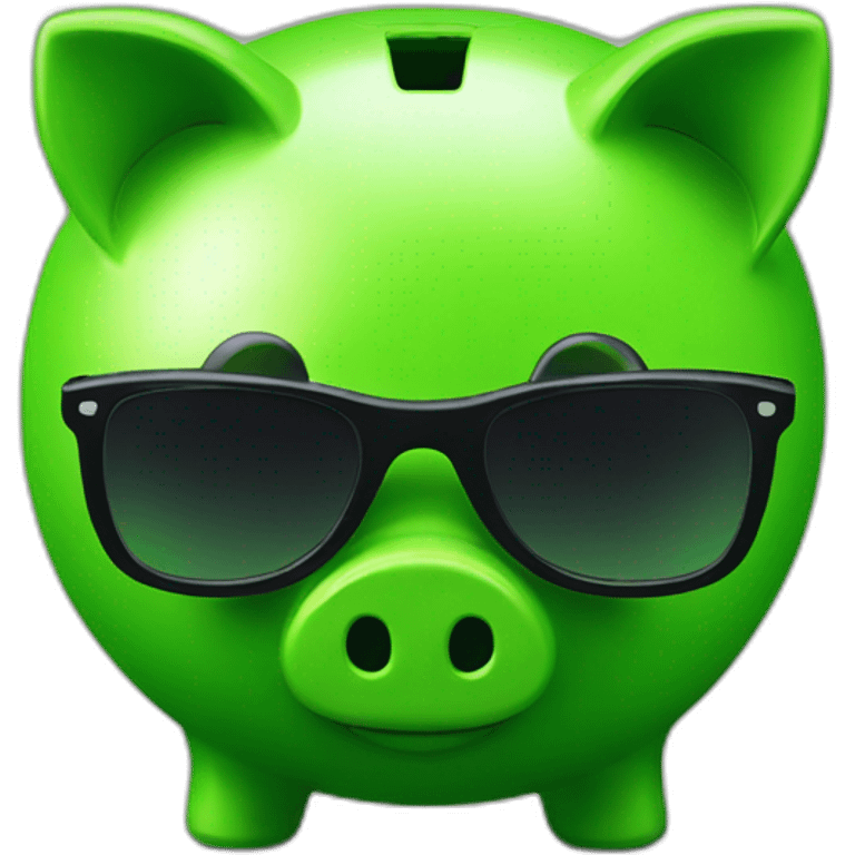 green piggybank with sunglasses emoji