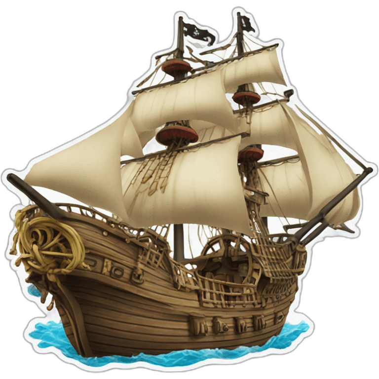 Grand bateau pirate One Piece 2 mats emoji