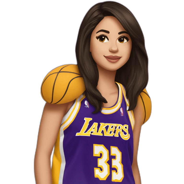 selena gomez wearing yellow lakers jersey emoji