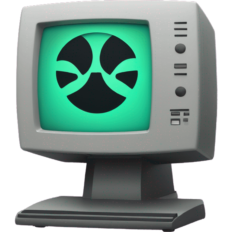 80's computer monitor with atom symbol emoji