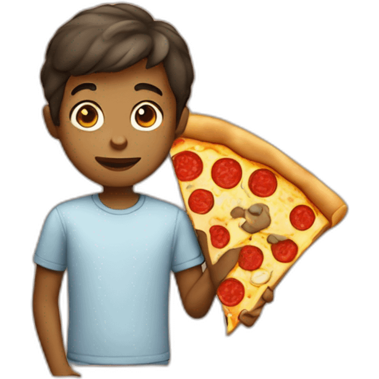 Boy with a pizza emoji