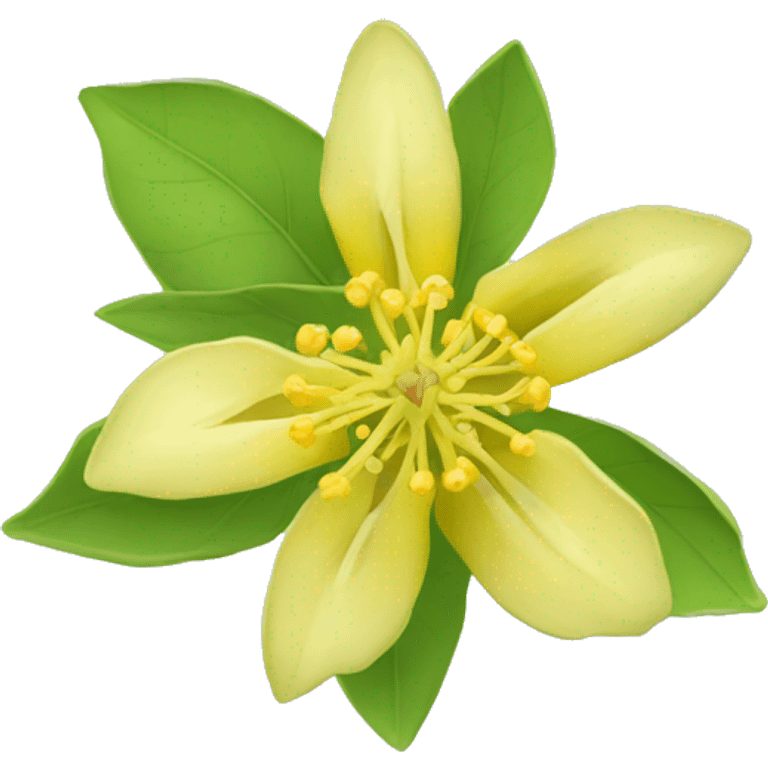 Ashwagandha flower with greenish-yellow petals and a central yellow stamens emojis emoji