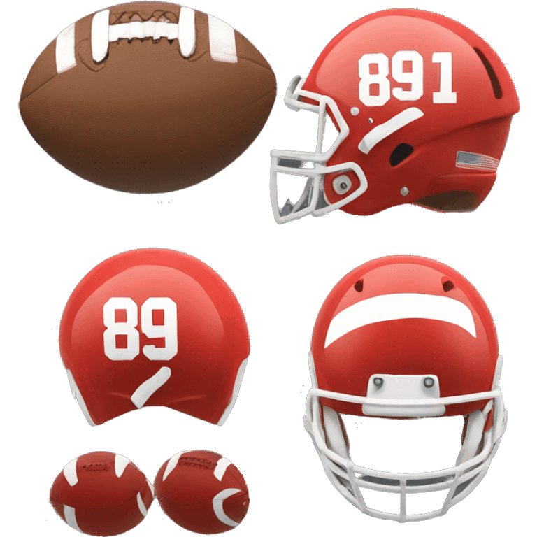 Red 87 in football font. and 89 in the 1989 font by Taylor Swift emoji