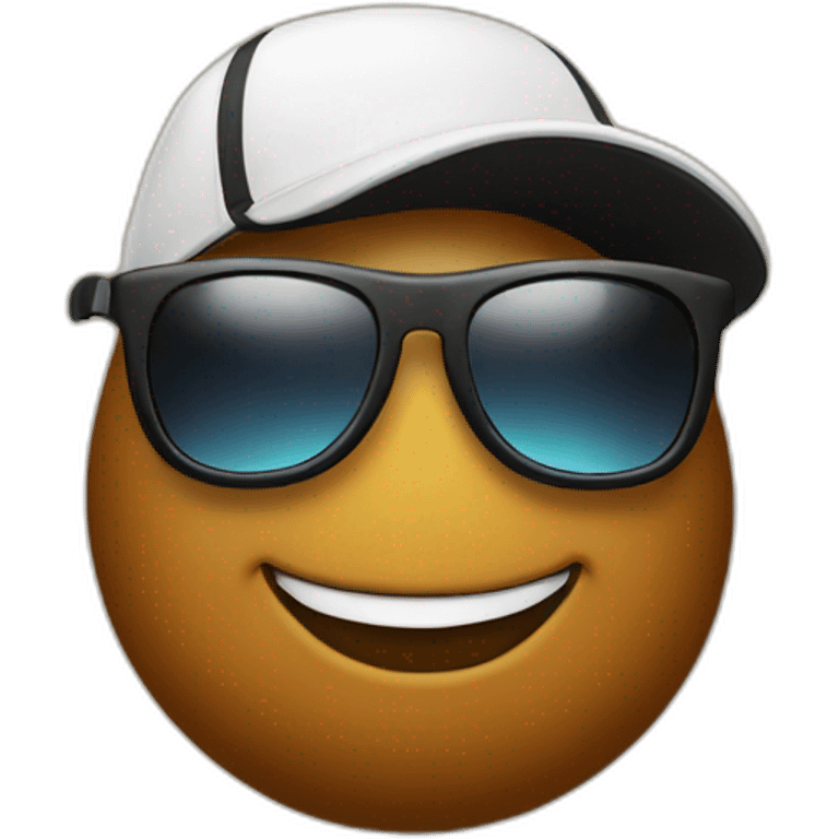 Happy Poop emoji in sport sunglasses and sport cap emoji