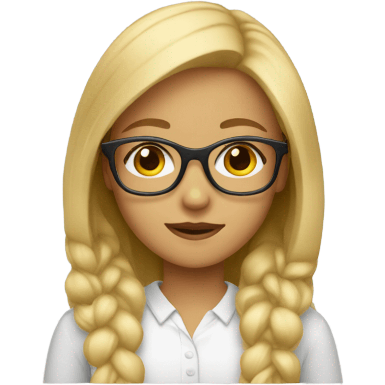 blond girl, brown eyes, glasses emoji