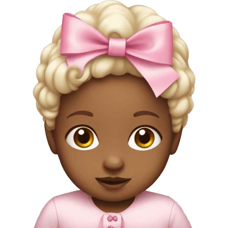 white baby wearing a pink bow emoji