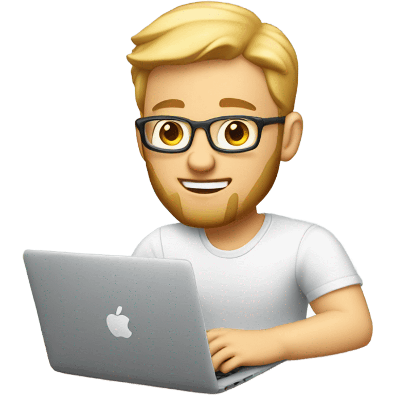 white-skinned male product designer sitting with macbook emoji