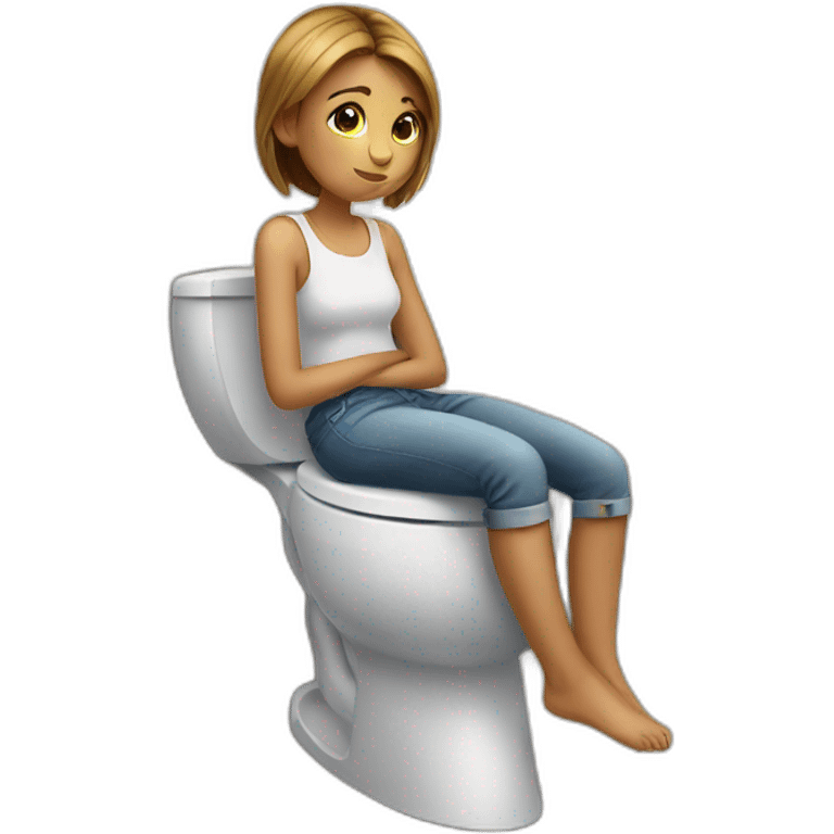 Girl is sitting on toilet emoji