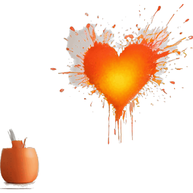 splattered paint heart glowing red-orange warmth emoji