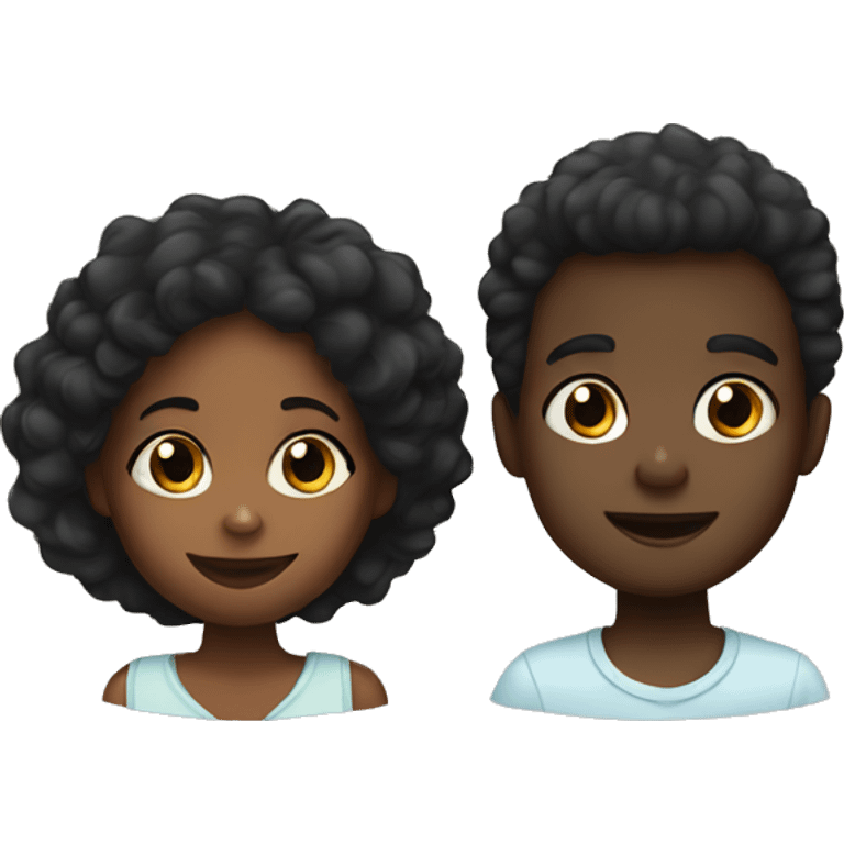 One black girl and black boy and baby emoji