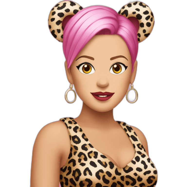 P!nk in leopard costumes with headband emoji