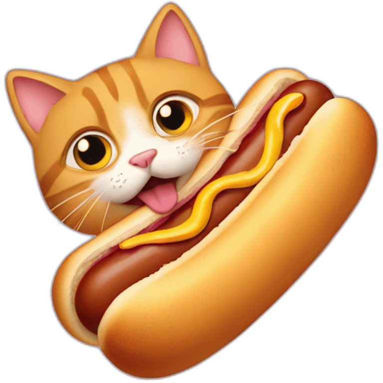 cat eating hot dog emoji