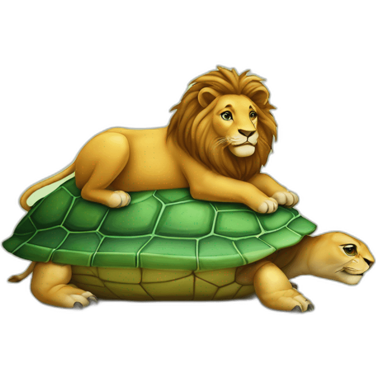 Lion sur une tortue emoji