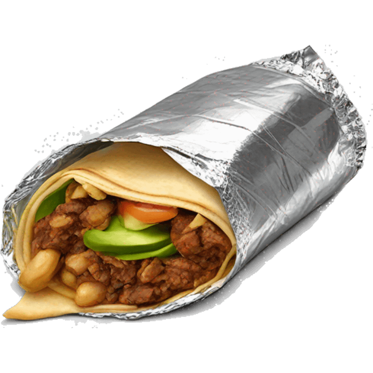 Shawarma wrap wrapped in tinfoil half way emoji