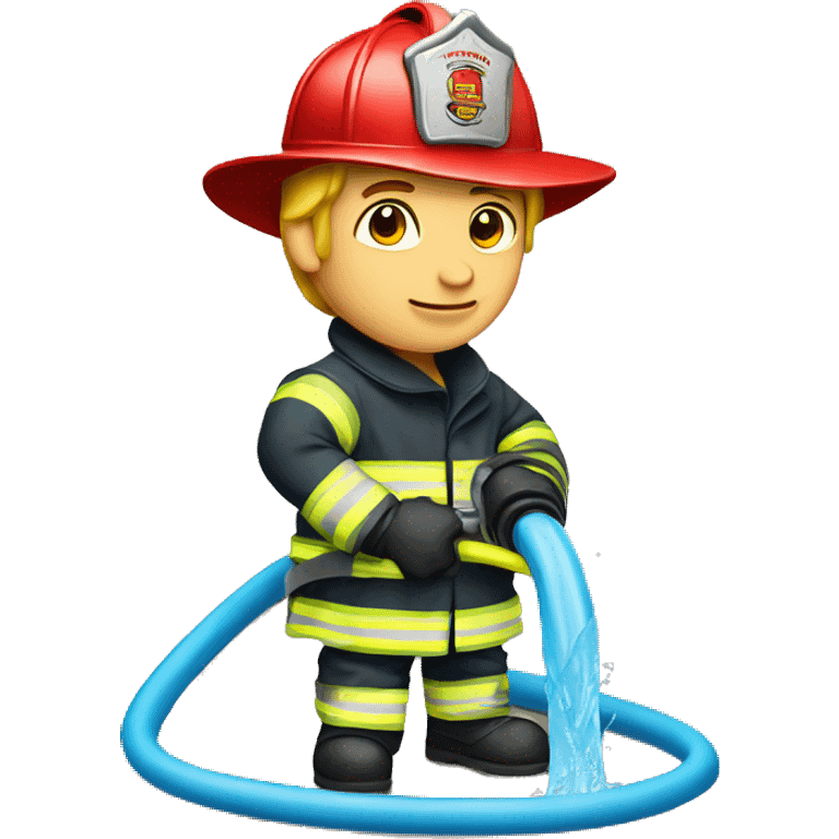 fire fighter holding water hose emoji