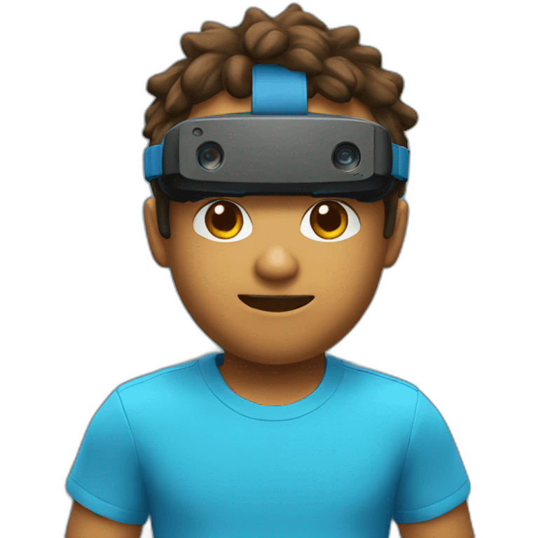 Vr players with blue t-shirt emoji