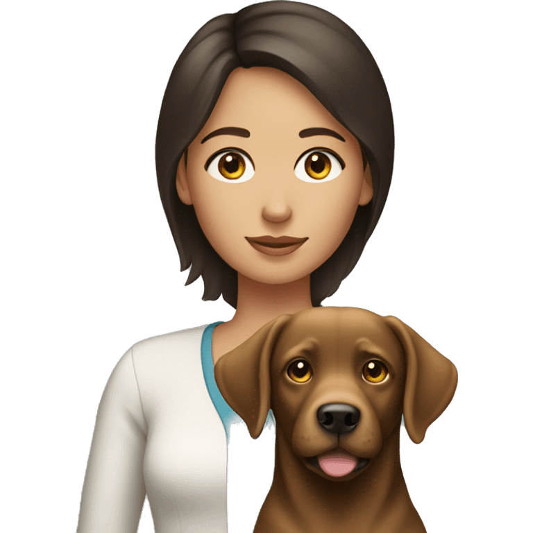 brunette girl with a labrador  emoji