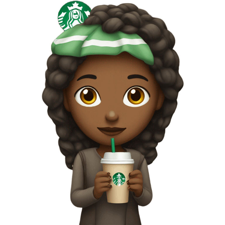 Girl with a Starbucks coffee emoji