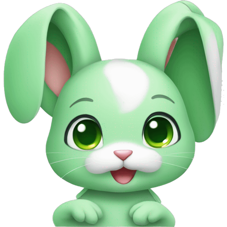 cute rabbit green heart  emoji