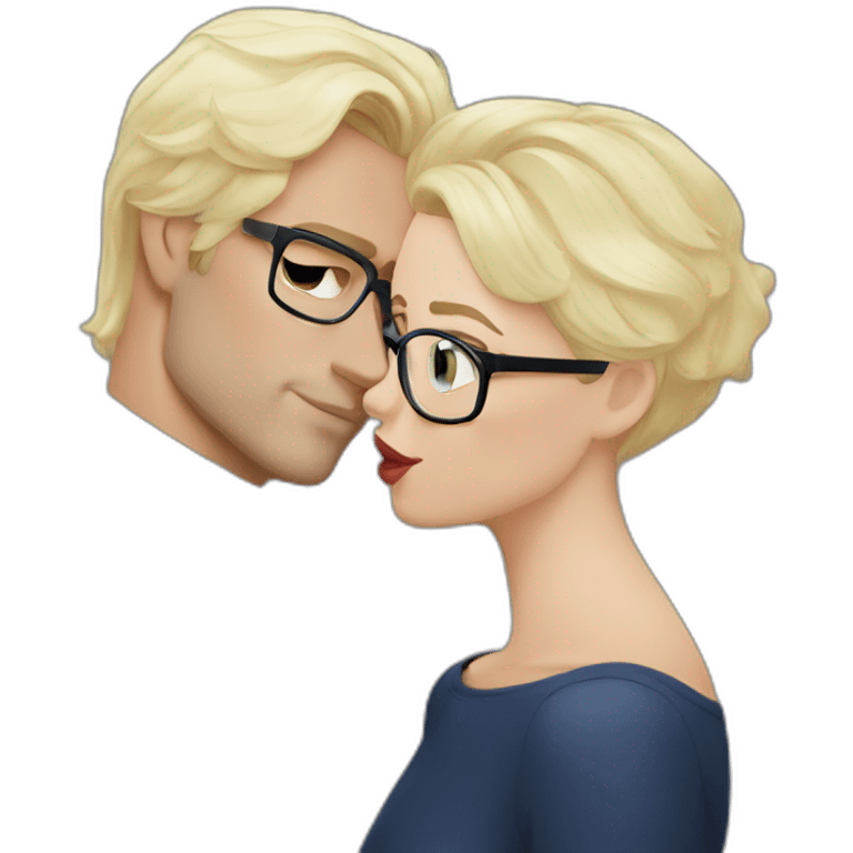 Henry Cavill kiss blond woman wearing glasses, with very short hair emoji