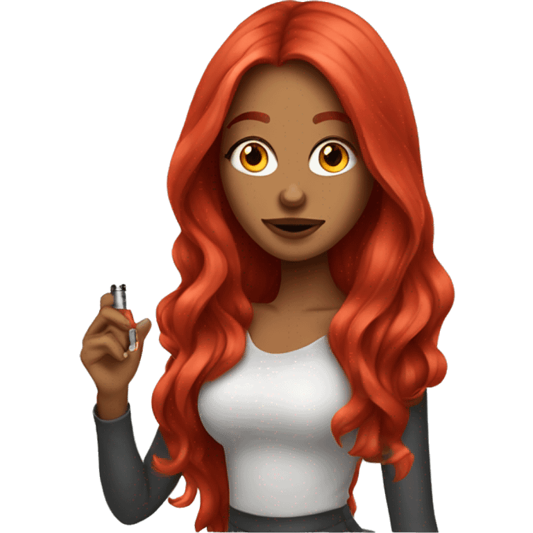 Gorgegous red Long hair Girl vaping emoji