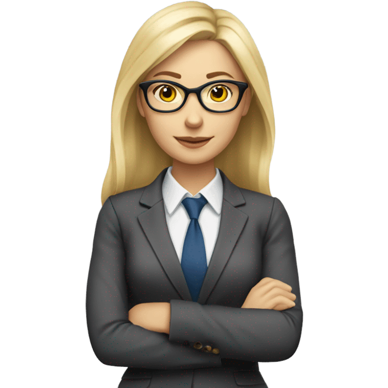 Pretty Caucasian blonde woman with glasses in a suit working  emoji