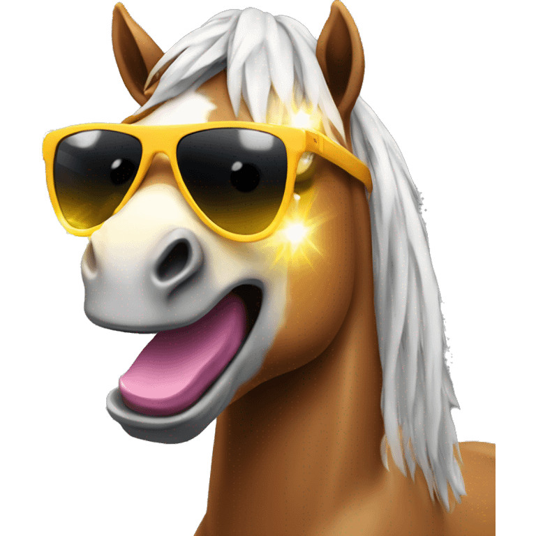 horse with sunglasses dancing with rave lights emoji