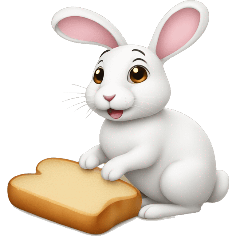 cute rabit with bread emoji