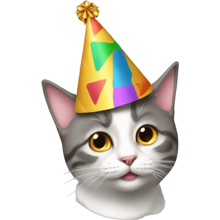 Cat wearing a party hat emoji