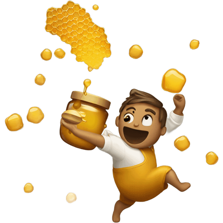 Person throwing honey while happy emoji