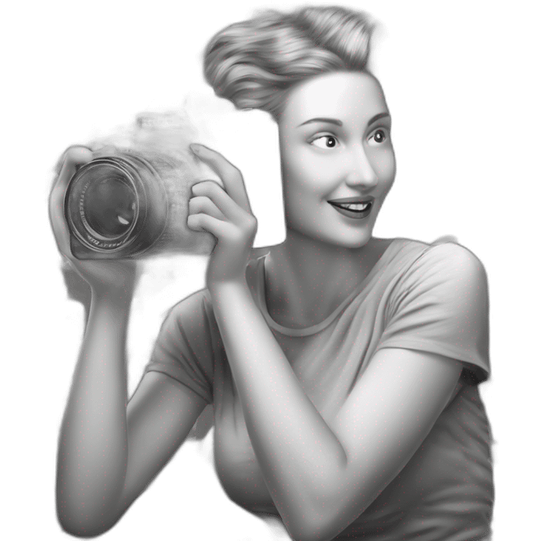 a-woman-taking-a-picture-of-herself-with-a-camera,-a-microscopic-photo-by-mc-escher,-trending-on-cg-society,-optical-illusion,-dslr-camera,-long-lens,-high-quality-photo emoji