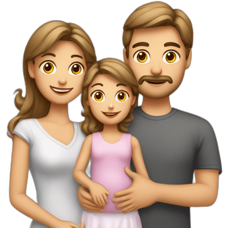 Familia caucasica 2 niñas y un bebe emoji