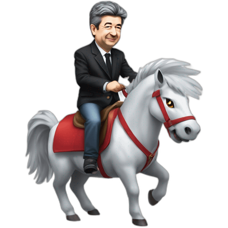 Jean Luc Mélenchon riding a pokémon emoji