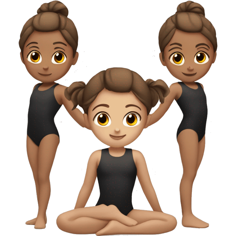 3 girls with brown hair doing gymnastics emoji