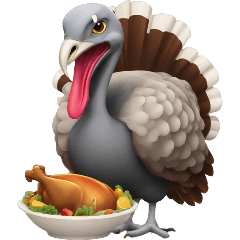 A turkey eating a turkey emoji