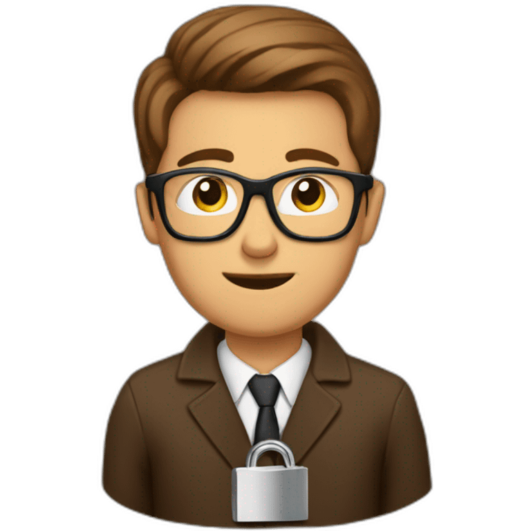 brown-short-haired classy man wearing glasses struggling to fit a key into a lock emoji