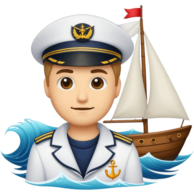 an emoji of a ship and sea and a sailor emoji