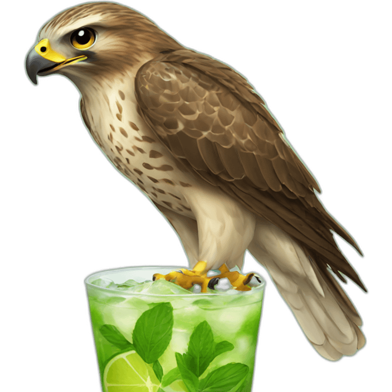 hawk drinks mojito emoji