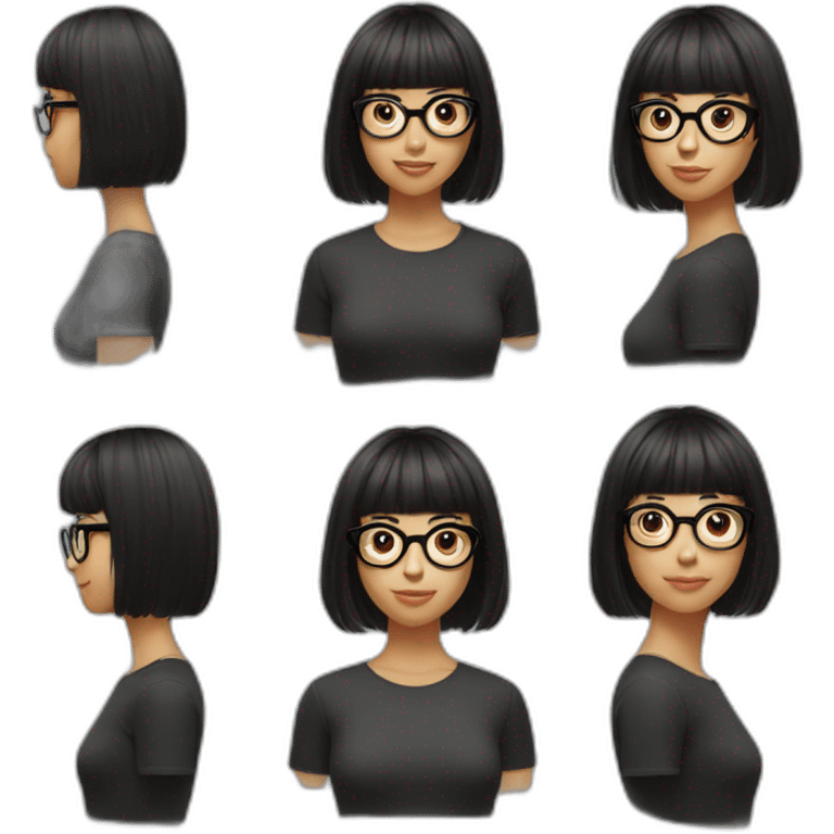 girl short haircut with bangs in glasses emoji