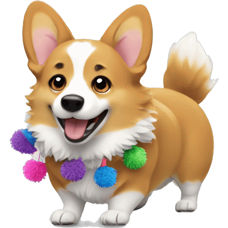 Corgi cheering with Pom Poms emoji